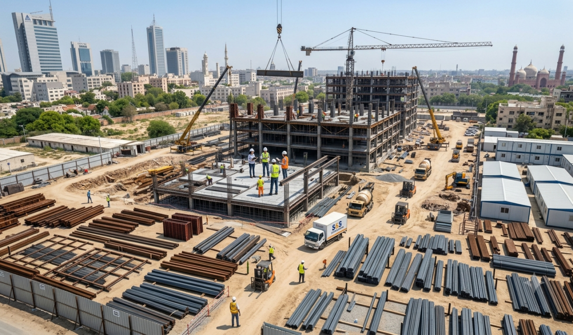 commercial plaza construction steel